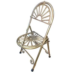 PENCO Industries brass folding chair, doll size, vintage, needs cleaning